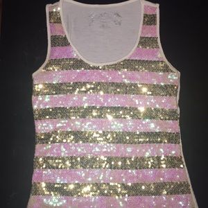 Pink and Gold Sequins Tank